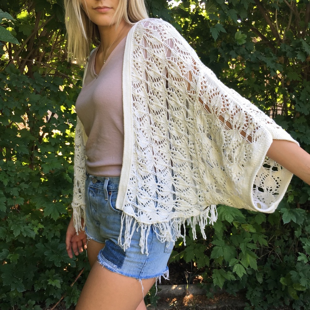 Roxy Crochet Lace Tassel Kimono